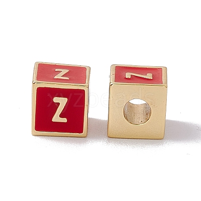 Rack Plating Brass Enamel Beads KK-B060-04G-03Z-1