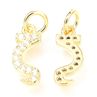Brass Micro Pave Cubic Zirconia Charms ZIRC-O037-19G-1