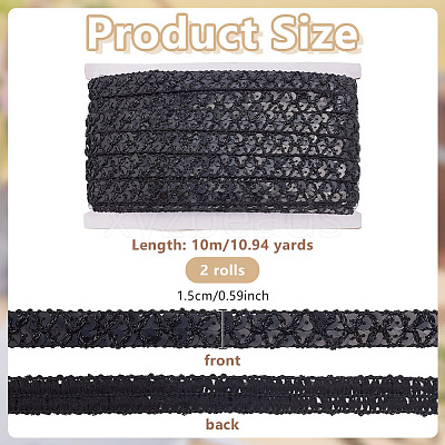 Sparkle Polyester Wavy Lace Trim Ribbon OCOR-WH0082-563E-1