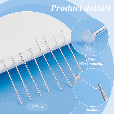 60Pcs 2 Styles 925 Sterling Silver Flat Head Pins STER-PH0001-88-1