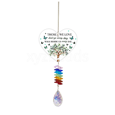 Glass Teardrop Hanging Suncatchers HJEW-WH0201-011-1