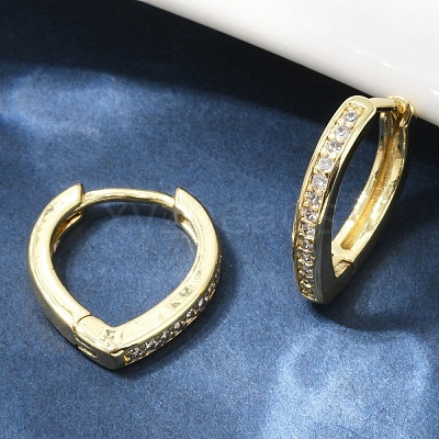 Teardrop Brass Micro Pave Cubic Zirconia Hoop Earrings EJEW-M082-10G-1