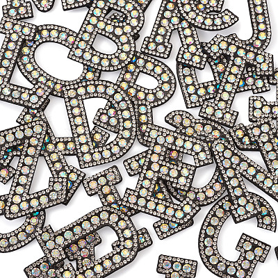 Alphabet Resin Rhinestone Patches DIY-TAC0005-45B-1