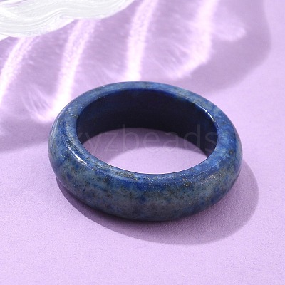 Natural Gemstone Plain Band Ring RJEW-P044-01A-M-1