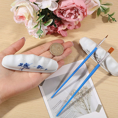 2Pcs 2 Colors Porcelain Calligraphy Brush Holder AJEW-CA0004-91-1