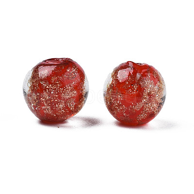 Handmade Gold Sand Lampwork Beads LAMP-T016-10F-1