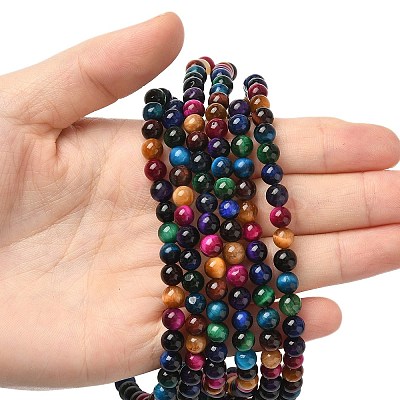 Natural Tiger Eye Beads Strands G-G101-6mm-6-1