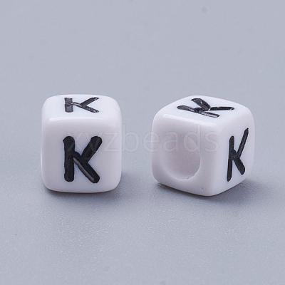 Acrylic Horizontal Hole Letter Beads PL37C9308-K-1