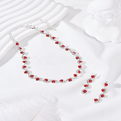 Alloy Rhinestone Necklaces & Stud Earrings Sets SJEW-LP0001-47A-1