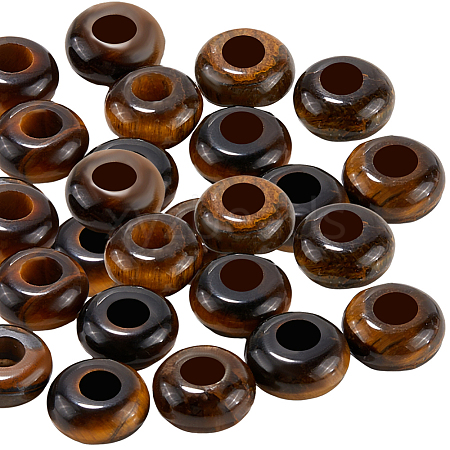 30Pcs Natural Tiger Eye European Beads G-SP0001-01A-02-1