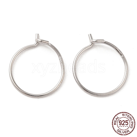 Rhodium Plated 925 Sterling Silver Hoop Earring Findings STER-Q188-01A-P-1