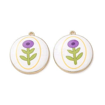 Plating Eco-Friendly Printed Alloy Pendants AL-CBAE25B-01C-G-1