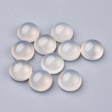 Natural White Agate Cabochons G-P393-R62-10MM-1