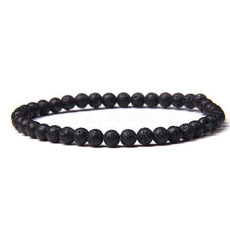 4mm Round Natural Lava Rock Beads Bracelet for Men LS-KG3069-5-1
