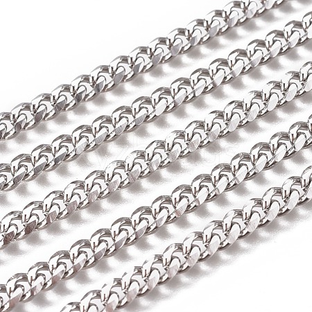 Non-Tarnish Handmade 304 Stainless Steel Cuban Link Chains STAS-F229-07B-P-1