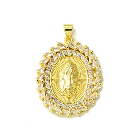 Real 18K Gold Plated Brass Micro Pave Cubic Zirconia Pendants KK-H472-16G-02-1