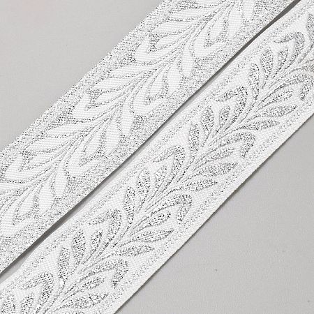 10M Ethnic Style Polyester Leaf Jacquard Ribbons OCOR-WH20004-03A-1