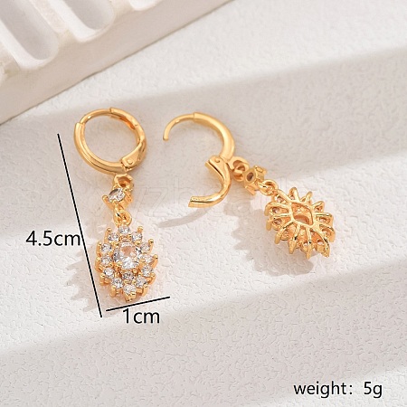 Elegant Copper Flower Hoop Earrings TF1677-2-1