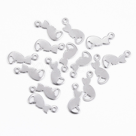 304 Stainless Steel Kitten Pendants STAS-H396-04P-1