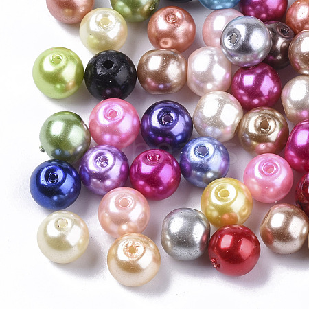 Glass Pearl Beads X-HY-S003-8mm-1