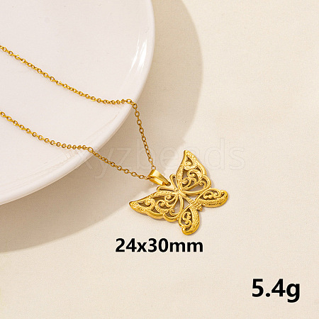 304 Stainless Steel Butterfly Pendant Necklaces CV0613-4-1