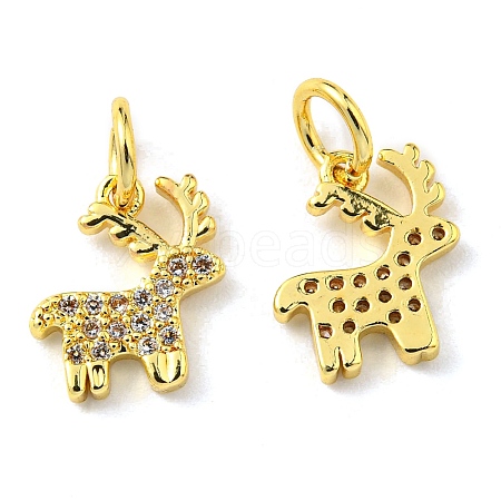 Rack Plating Brass Micro Pave Cubic Zirconia Charms KK-D036-07G-1