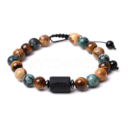 Natural Mixed Gemstone Braided Bead Bracelets PW-WG96204-11-1