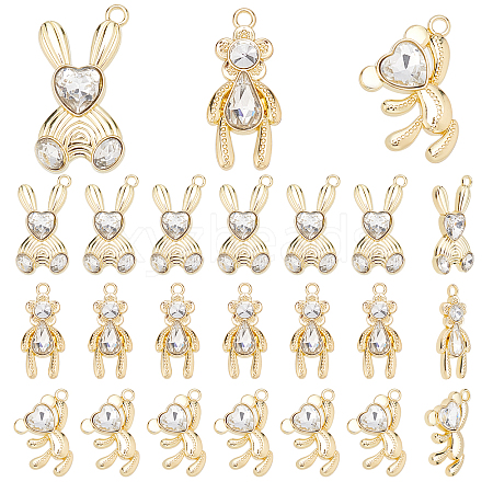 30Pcs 3 Style Rabbit & Bear Rack Plating Alloy Pendants FIND-PH0004-08-1