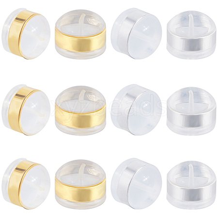 20Pcs 2 Colors Brass Rings Silicone Ear Nuts SIL-BBC0001-03-1