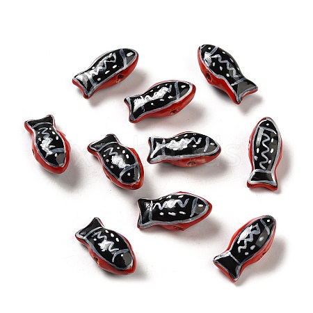 Handmade Printed Porcelain Beads PORC-E015-17B-1