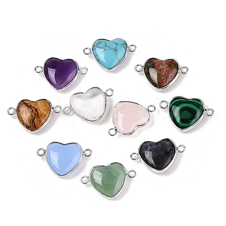 Natural & Synthetic Mixed Stone Love Heart Pendants G-T138-205M-P-1