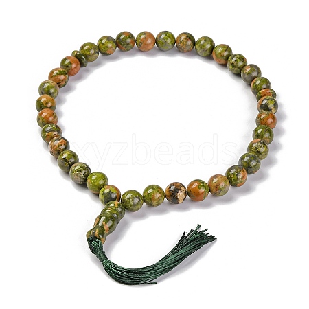 Natural Unakite Beads Stretch Bracelets BJEW-A025-01M-1