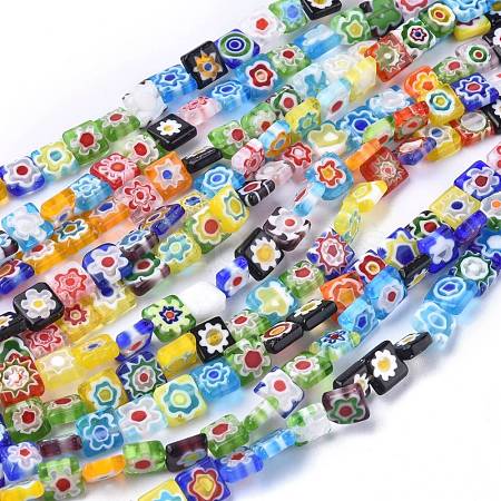 Square Handmade Millefiori Glass Beads LK-R004-52-1