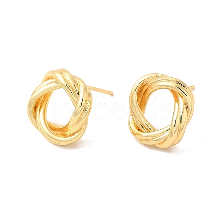 Rack Plating Brass Hollow Out Round Knot Stud Earrings for Women EJEW-F308-03G-1