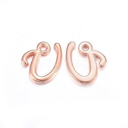 Rose Gold Plated Alloy Letter Pendants X-PALLOY-J718-01RG-U-1