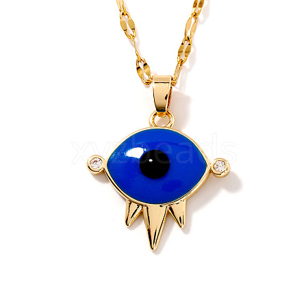 Evil Eye Brass Enamel Pendant Necklaces SA4334-1-1