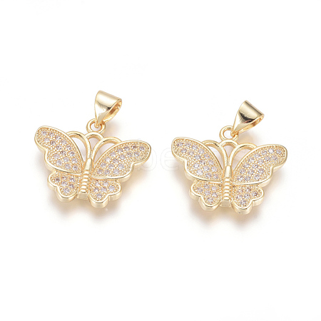 Brass Micro Pave Cubic Zirconia Pendants X-ZIRC-G164-01G-1