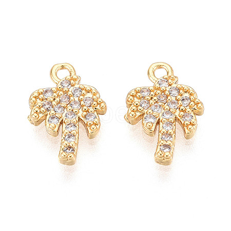 Brass Micro Pave Clear Cubic Zirconia Pendants KK-T077-51G-1