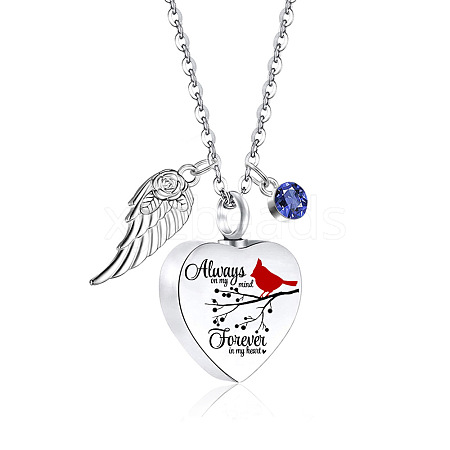 Heart with Wing Urn Ashes Pendant Necklace PW-WG4984E-09-1