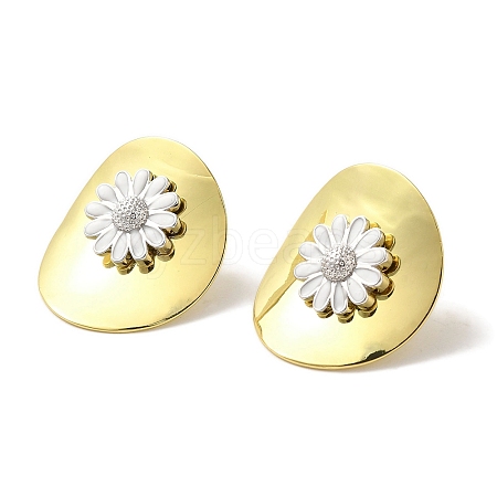 Rack Plating Brass Enamel Stud Earrings EJEW-B062-05C-GP-1