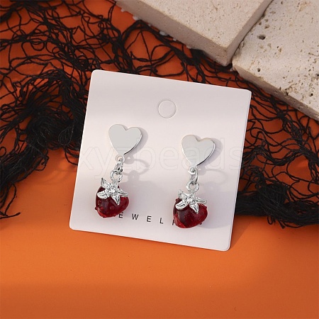 Alloy with Handmade Lampwork Stud Dangle Earrings LA-CBA71FC-01P-D-1