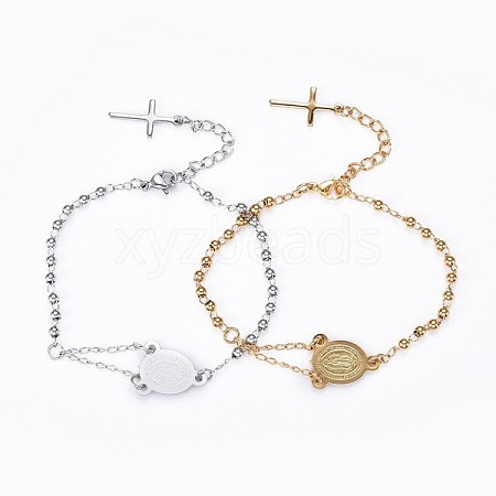 304 Stainless Steel Charm Bracelets BJEW-P258-16-1