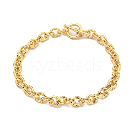 Twist Brass Cable Chain Bracelets for Women BJEW-G703-05G-1