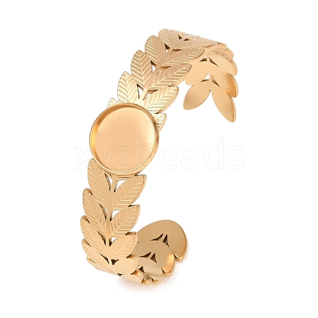 304 Stainless Steel Leaf Cuff Bangle Making STAS-F366-12A-G-1