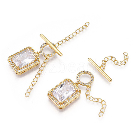 Brass Micro Pave Clear Cubic Zirconia Chain Extender X-KK-R133-056-NF-1