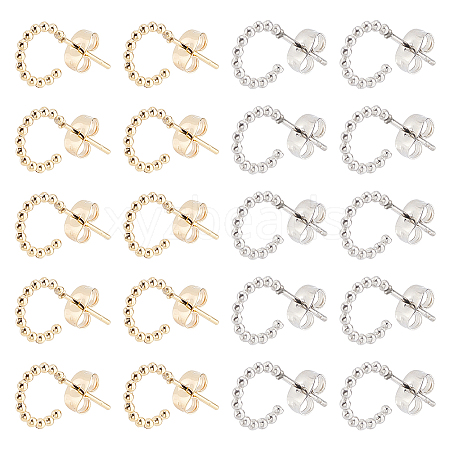 10 Pairs 2 Style 304 Stainless Steel Half Hoop Earrings EJEW-DC0001-02-1