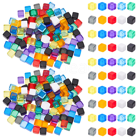300Pcs 10 Colors Opaque & Transparent Acrylic Beads AJEW-BC0009-81-1