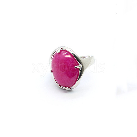 Oval Dyed Natural Agate Adjustable Ring FIND-PW0021-05R-1