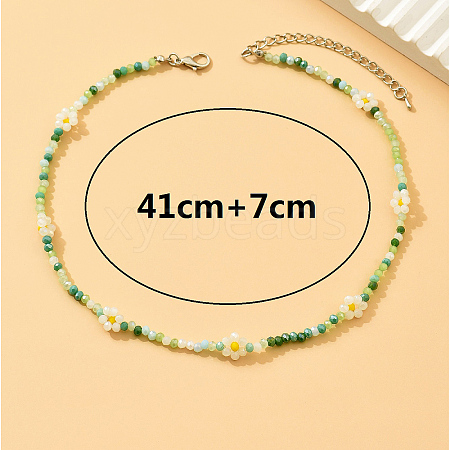 Vintage Colorful Glass Bead Flower Necklace for Women BY3225-2-1