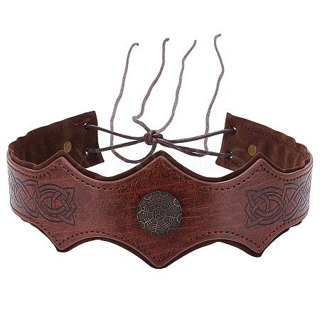 PU Leather & Alloy Headbands Hair Accessories for Women Girls OHAR-WH20009-02B-02-1